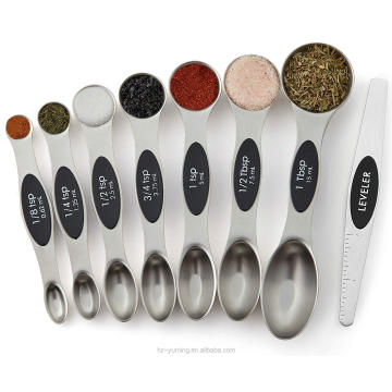 Amazon Hot Sell Set of 8 Magnetic Double Ended Stainless Steel Measuring Spoon Set